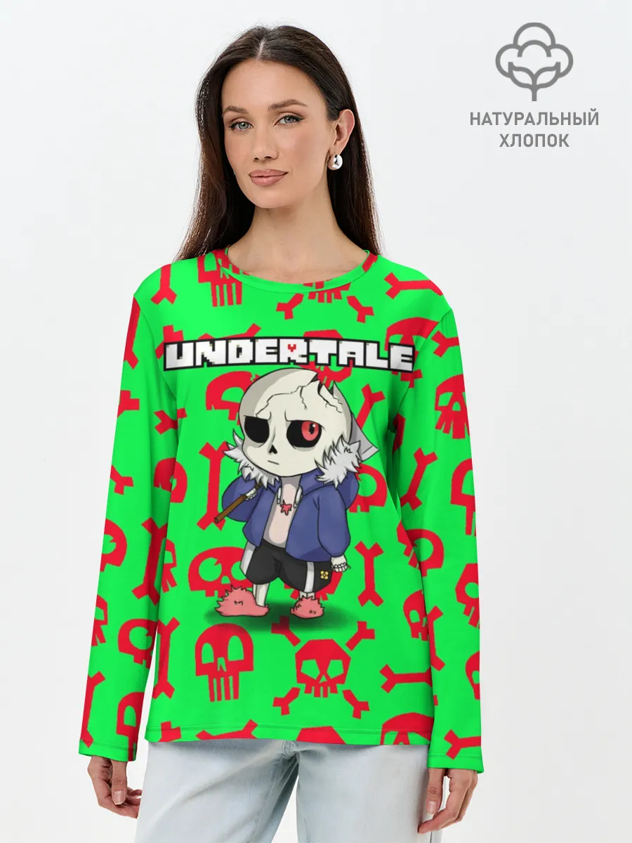 Лонгслив женский. Хлопок / Undertale | Sans