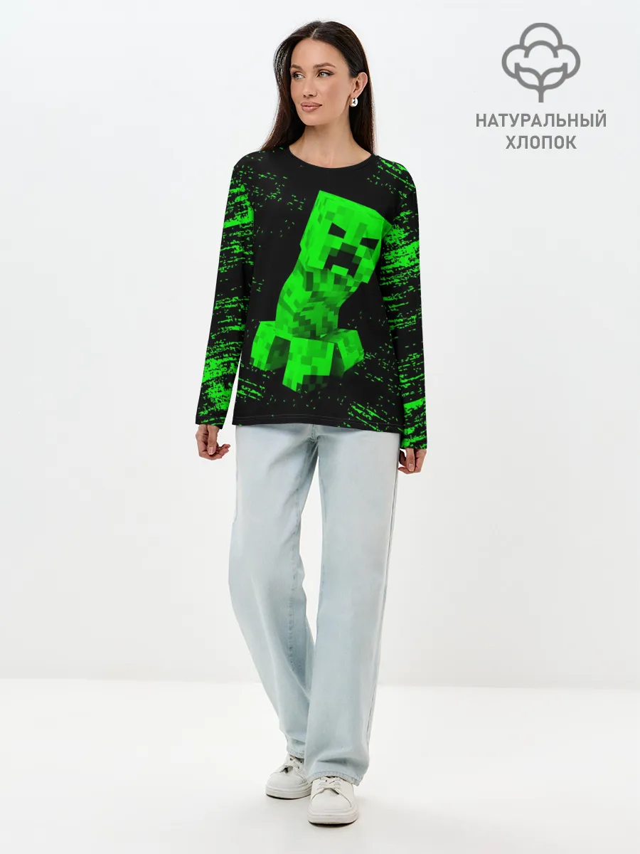 Лонгслив женский. Хлопок / MINECRAFT CREEPER
