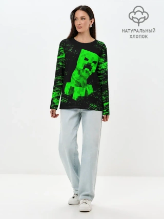 Лонгслив женский. Хлопок / MINECRAFT CREEPER