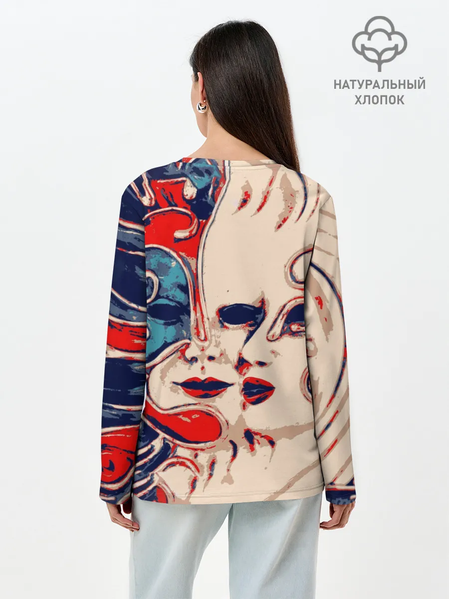 Лонгслив женский. Хлопок / Маски