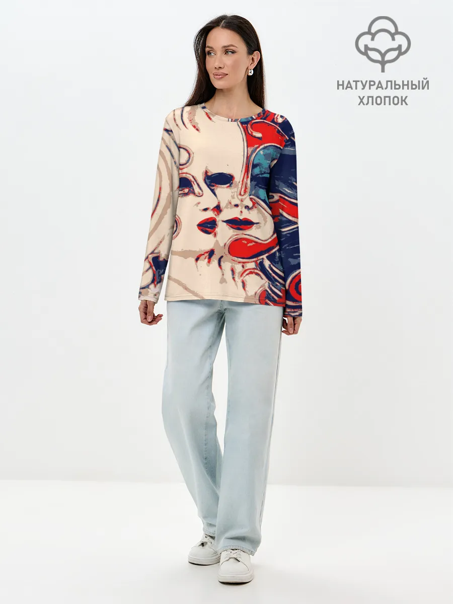 Лонгслив женский. Хлопок / Маски