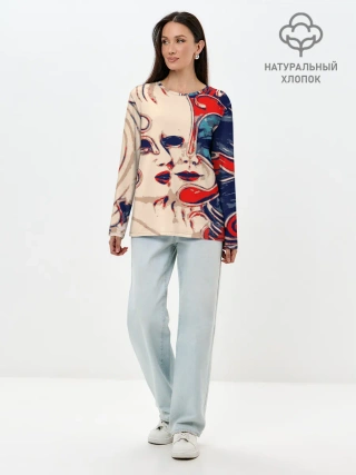 Лонгслив женский. Хлопок / Маски