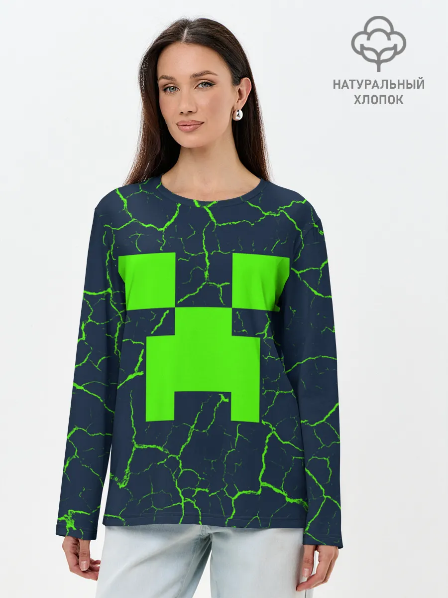 Лонгслив женский. Хлопок / MINECRAFT / МАЙНКРАФТ