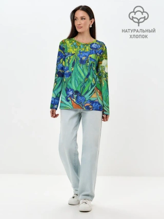 Лонгслив женский. Хлопок / Ирисы Ван Гога