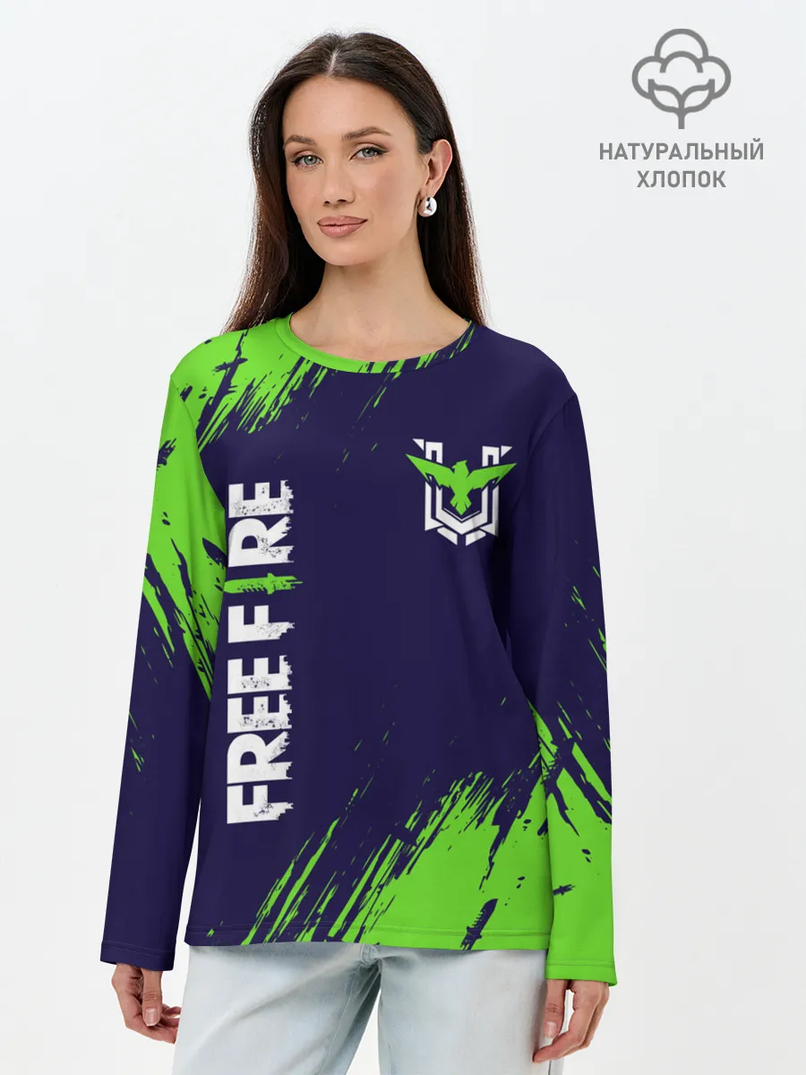 Лонгслив женский. Хлопок / FREE FIRE / ФРИ ФАЕР