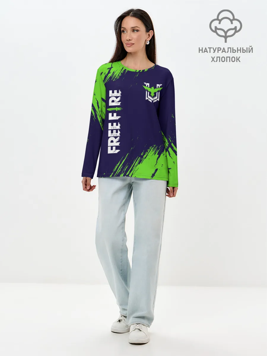 Лонгслив женский. Хлопок / FREE FIRE / ФРИ ФАЕР