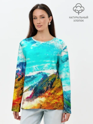 Лонгслив женский. Хлопок / Японские горы