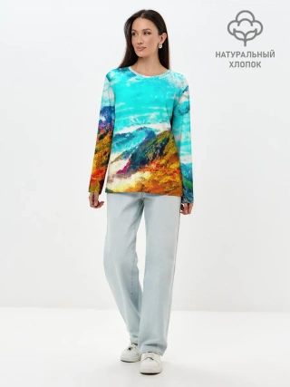 Лонгслив женский. Хлопок / Японские горы