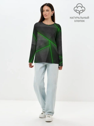 Лонгслив женский. Хлопок / Неоновые линии