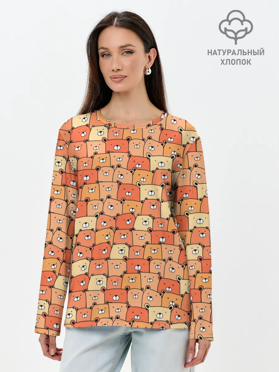 Лонгслив женский. Хлопок / МИШКИ