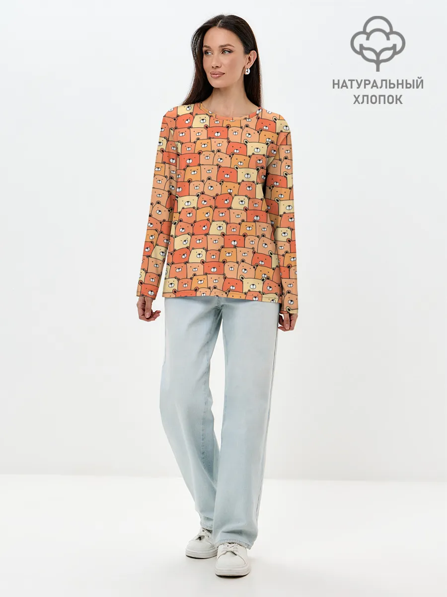 Лонгслив женский. Хлопок / МИШКИ