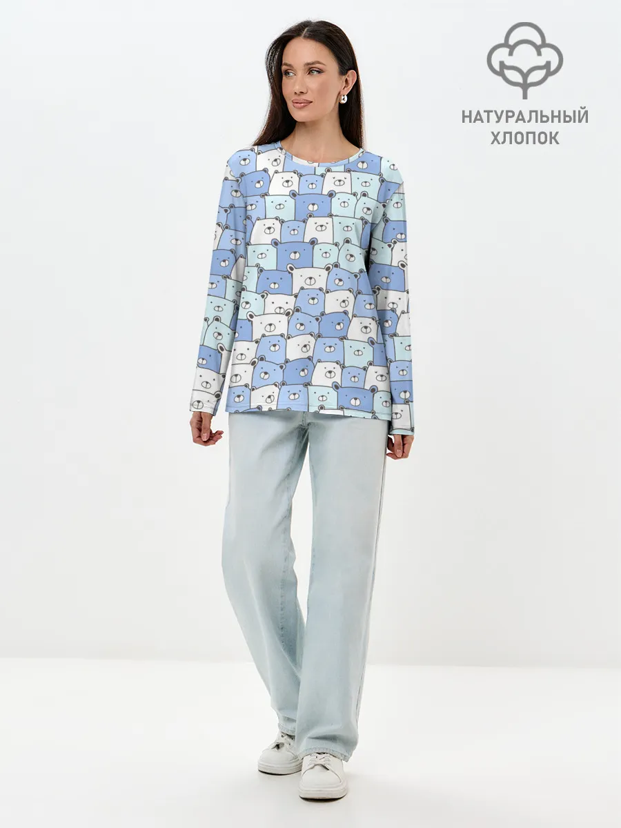 Лонгслив женский. Хлопок / МИШКИ