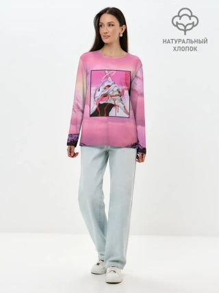 Лонгслив женский. Хлопок / Synthwave EVA Unit 01