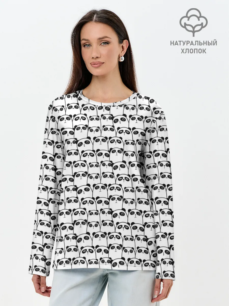 Лонгслив женский. Хлопок / ПАНДЫ