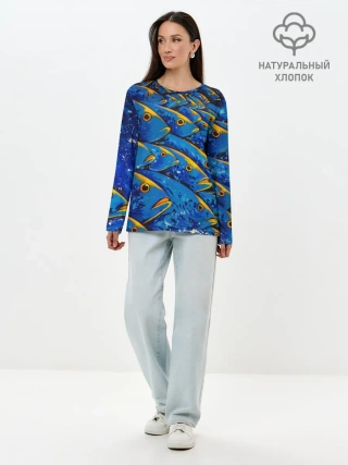 Лонгслив женский. Хлопок / Рыбалка