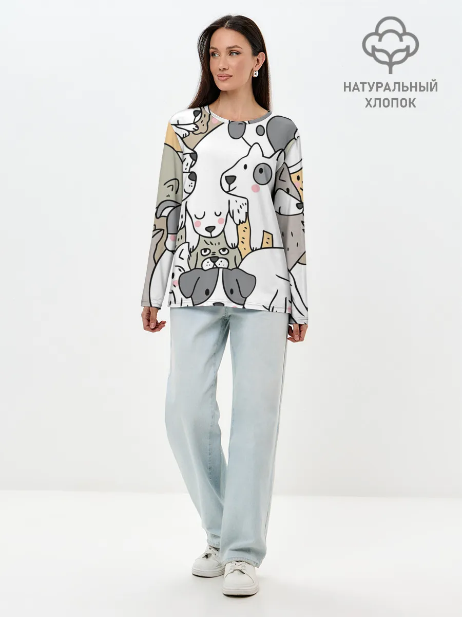 Лонгслив женский. Хлопок / Собачье собрание
