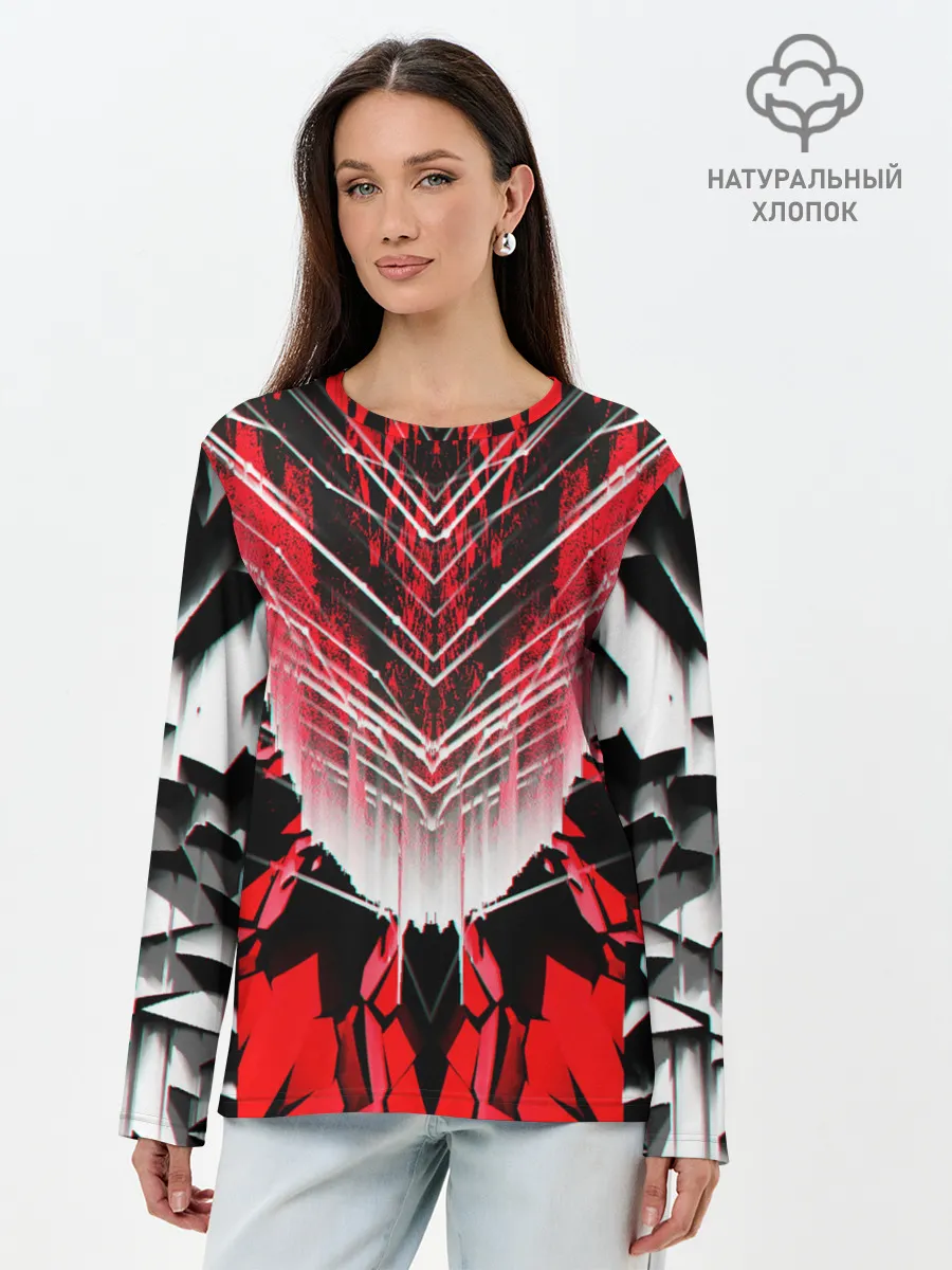 Лонгслив женский. Хлопок / STRIPES GEOMETRY