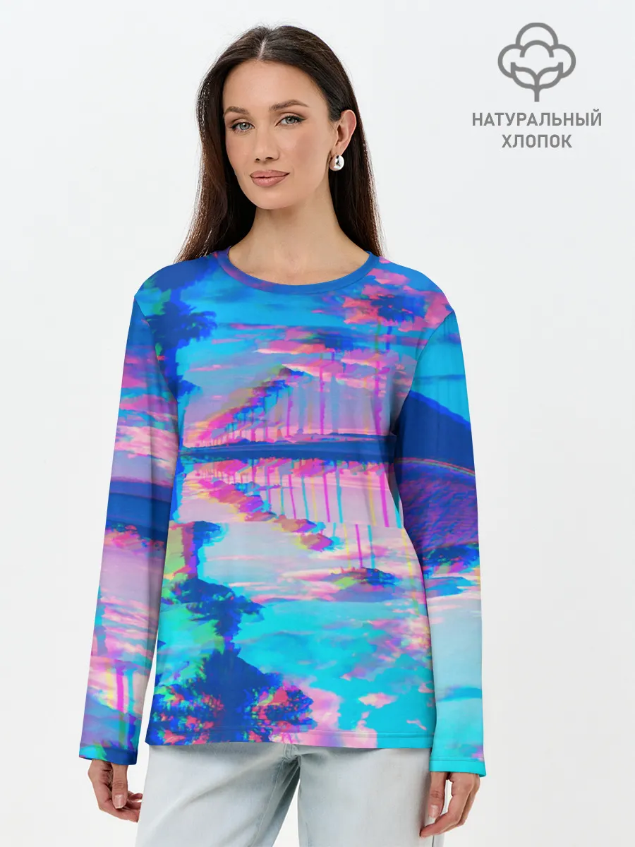 Лонгслив женский. Хлопок / ГАВАЙИ ГЛИТЧ