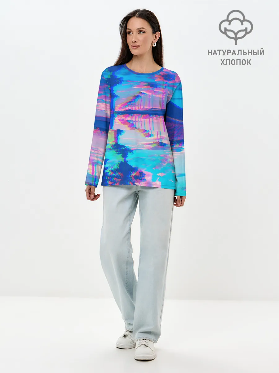 Лонгслив женский. Хлопок / ГАВАЙИ ГЛИТЧ