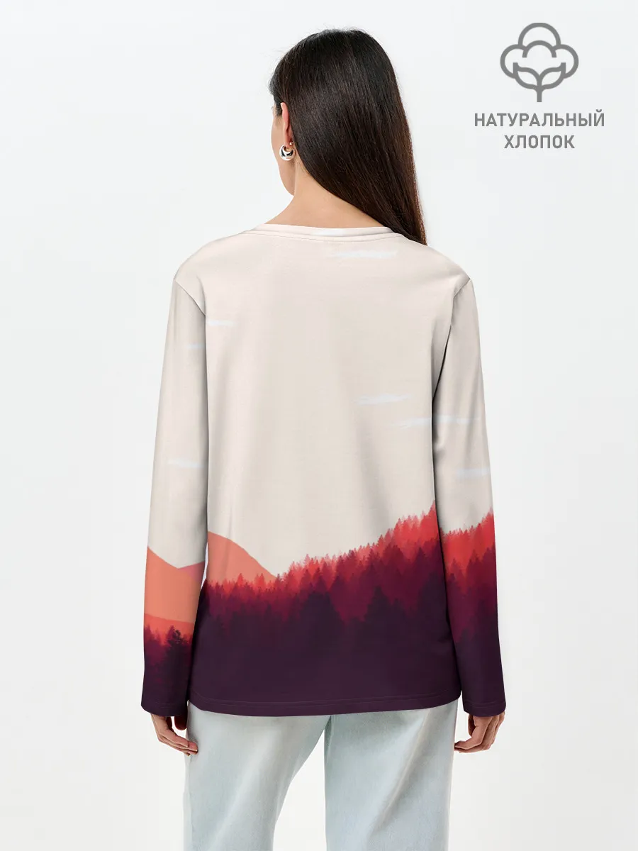 Лонгслив женский. Хлопок / Пейзаж №1