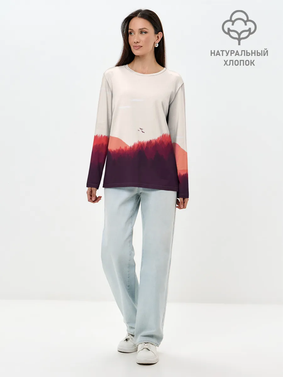 Лонгслив женский. Хлопок / Пейзаж №1