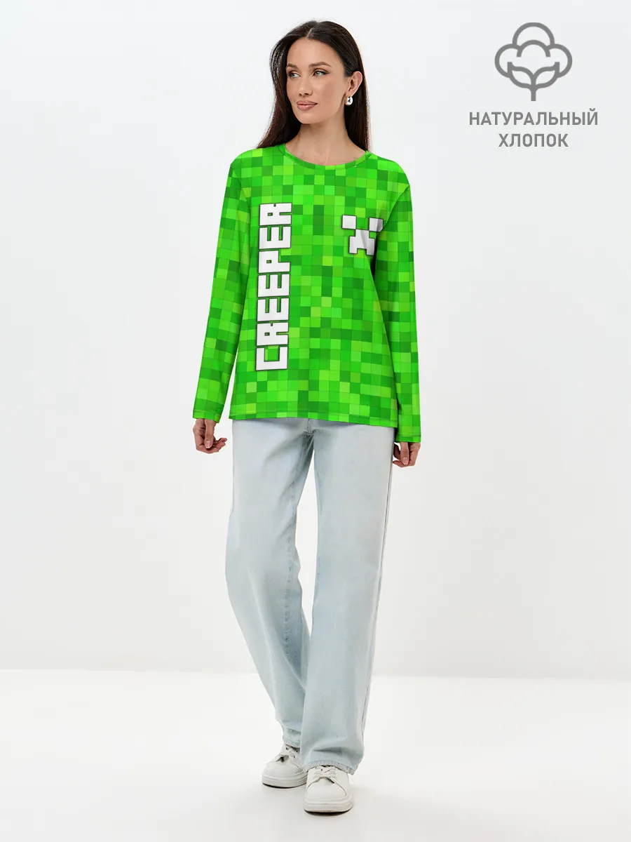 Лонгслив женский. Хлопок / MINECRAFT CREEPER