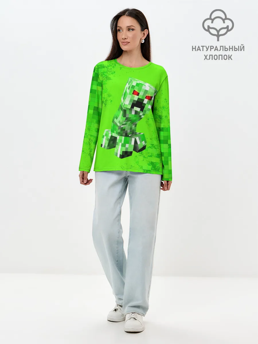 Лонгслив женский. Хлопок / MINECRAFT CREEPER