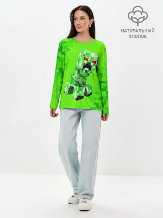 Лонгслив женский. Хлопок / MINECRAFT CREEPER