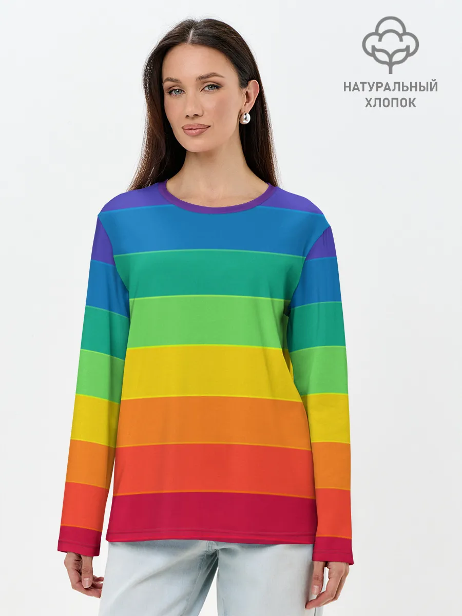 Лонгслив женский. Хлопок / Радуга | Rainbow