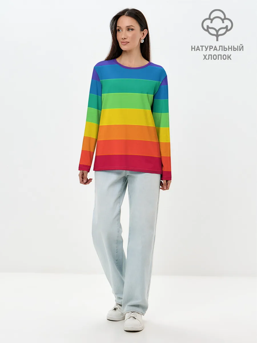 Лонгслив женский. Хлопок / Радуга | Rainbow