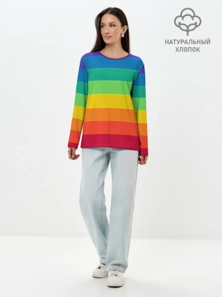 Лонгслив женский. Хлопок / Радуга | Rainbow