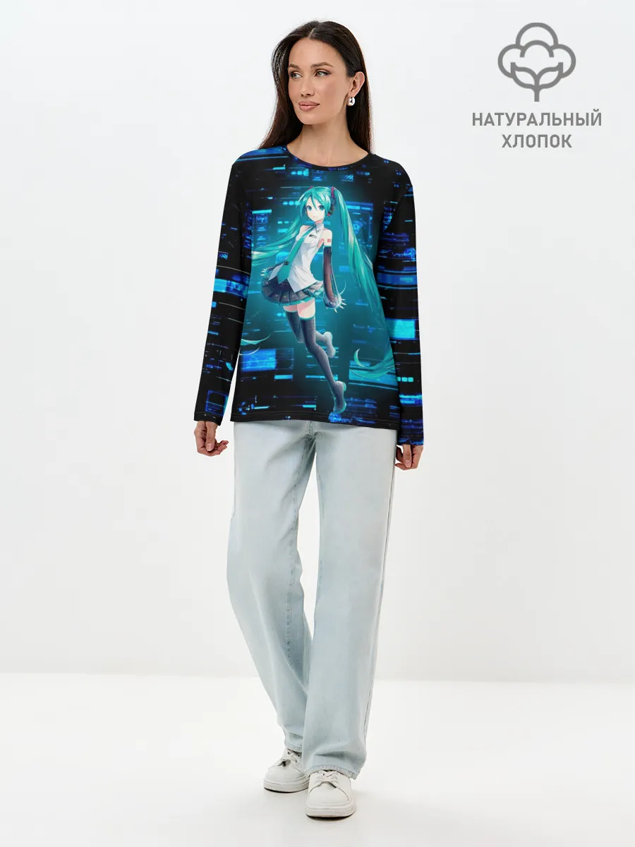 Лонгслив женский. Хлопок / Miku в матрице
