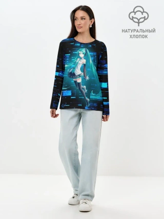 Лонгслив женский. Хлопок / Miku в матрице