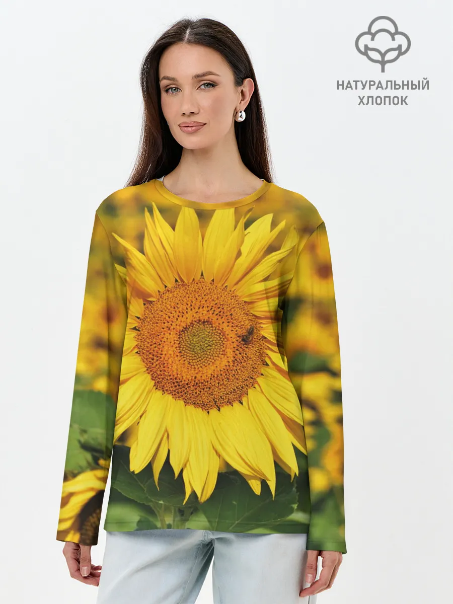 Лонгслив женский. Хлопок / Подсолнух