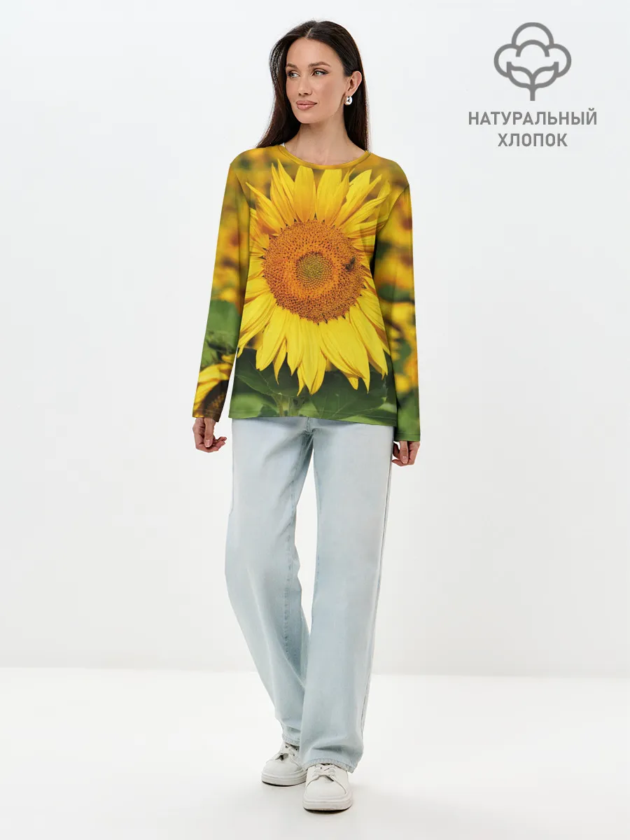 Лонгслив женский. Хлопок / Подсолнух