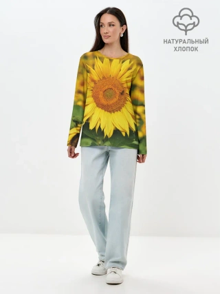 Лонгслив женский. Хлопок / Подсолнух