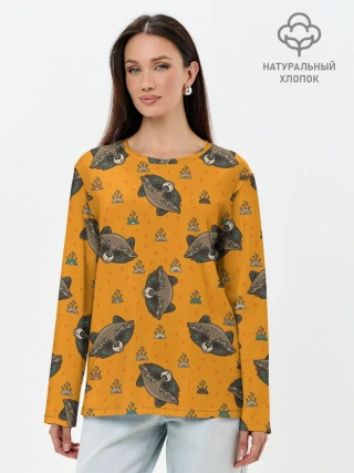Лонгслив женский. Хлопок / Енотики