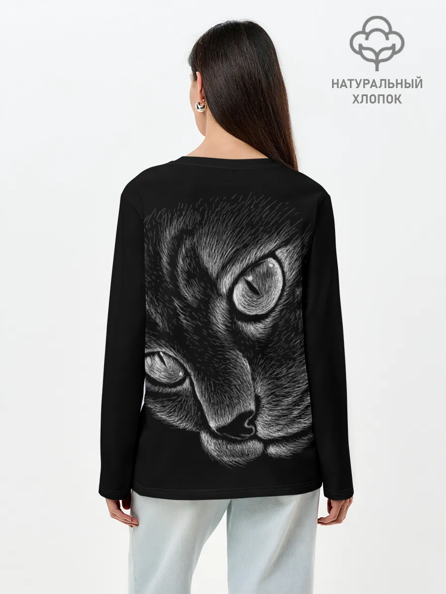 Лонгслив женский. Хлопок / Волшебный кот