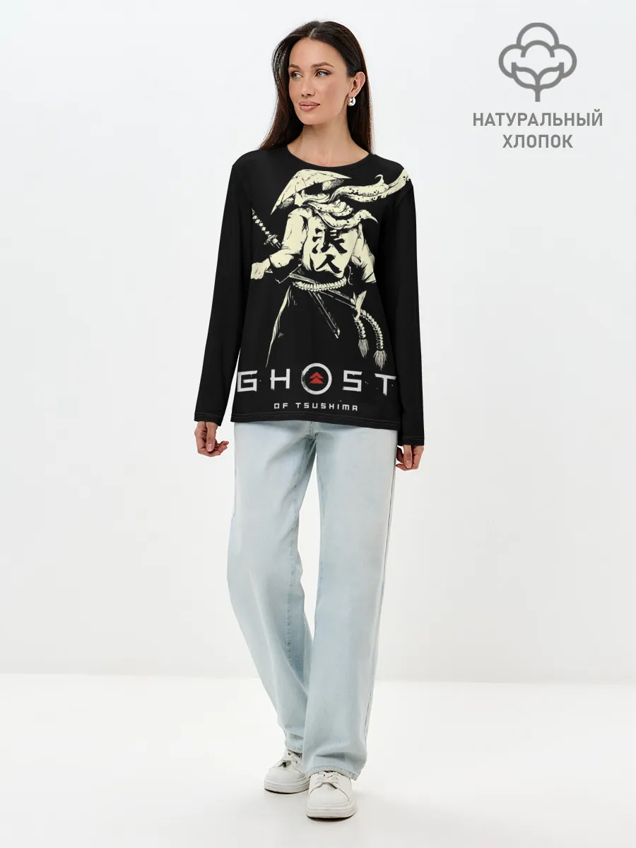 Лонгслив женский. Хлопок / Ghost of Tsushima Samurai