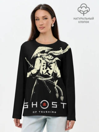 Лонгслив женский. Хлопок / Ghost of Tsushima Samurai