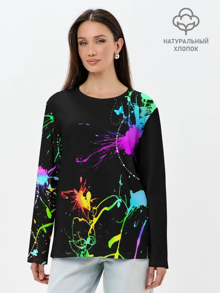Лонгслив женский. Хлопок / НЕОНОВЫЕ КРАСКИ