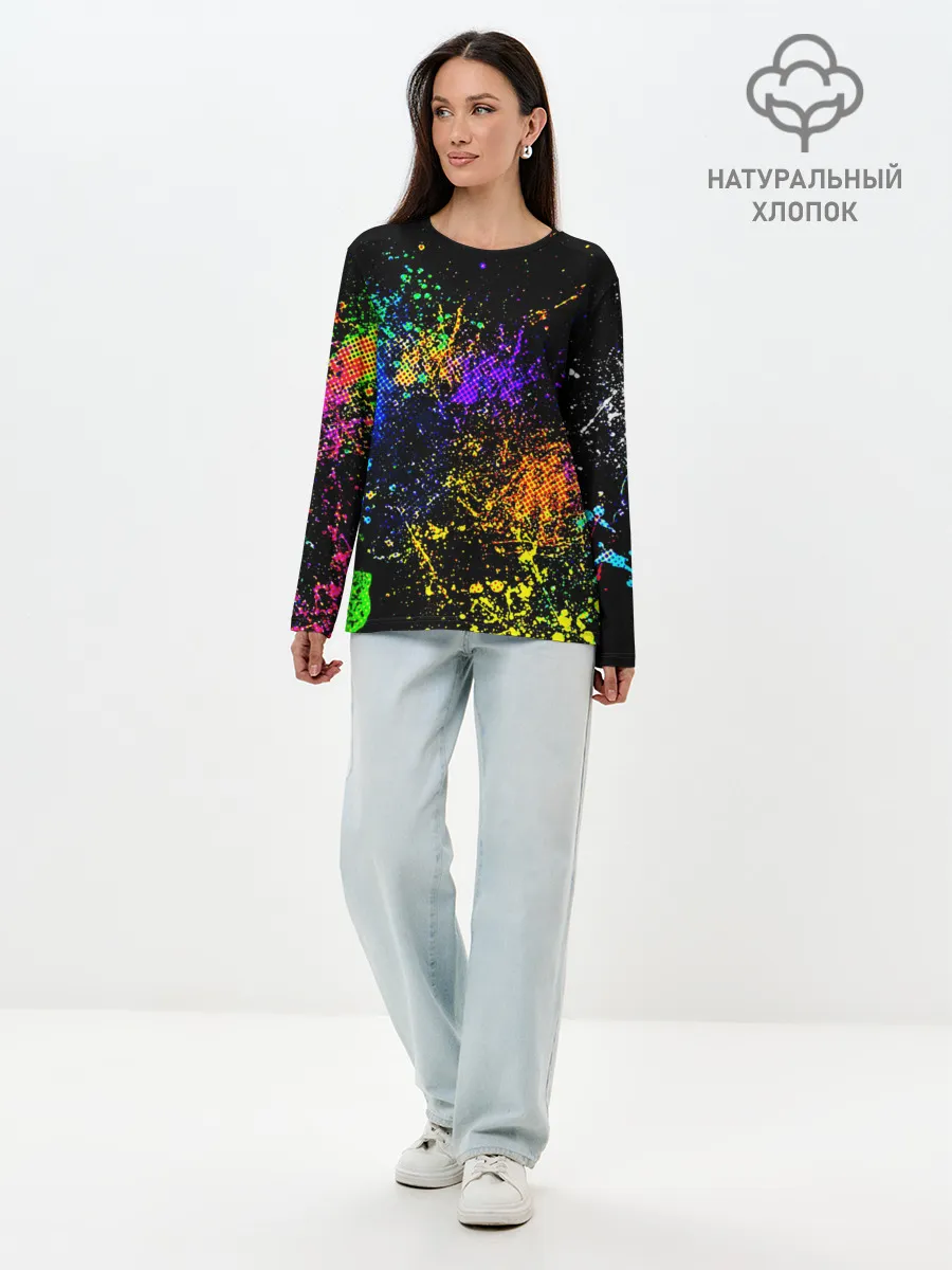Лонгслив женский. Хлопок / БРЫЗКИ КРАСОК