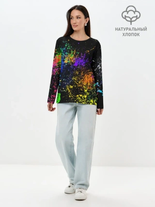 Лонгслив женский. Хлопок / БРЫЗКИ КРАСОК