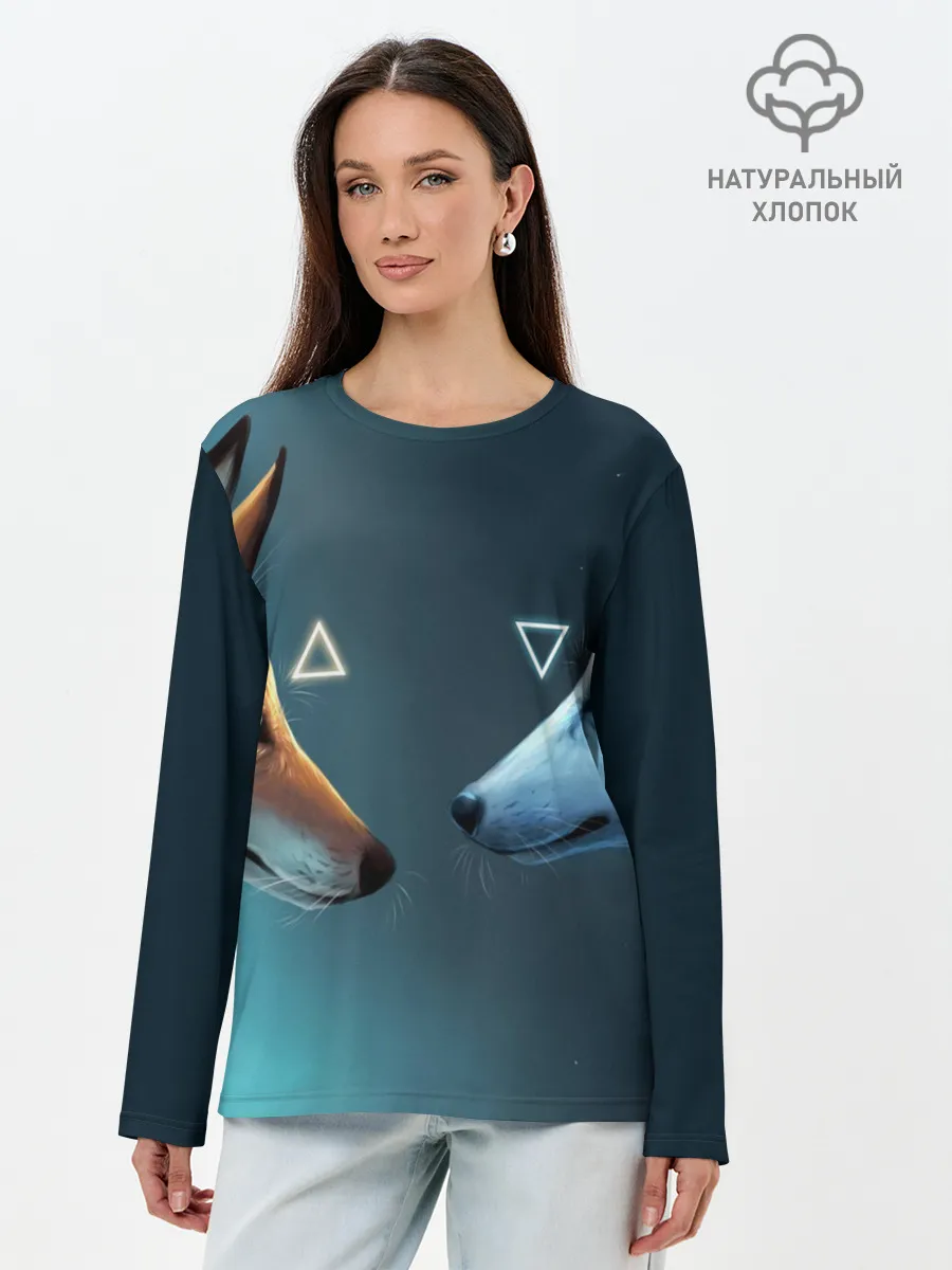 Лонгслив женский. Хлопок / ЛИСА И ВОЛК