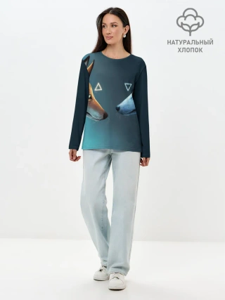 Лонгслив женский. Хлопок / ЛИСА И ВОЛК