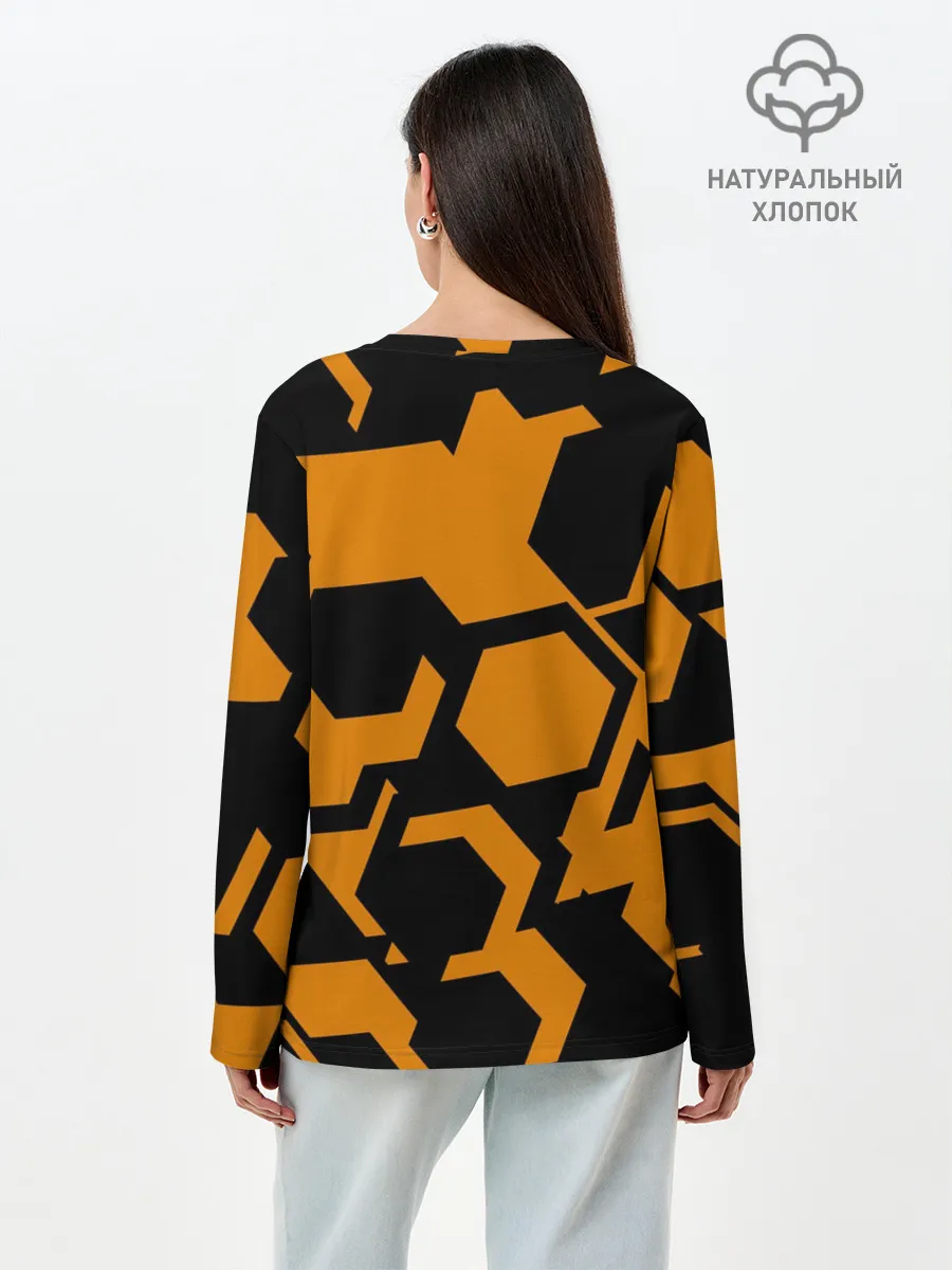Лонгслив женский. Хлопок / КИБЕРПАНК, жёлтый
