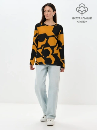 Лонгслив женский. Хлопок / КИБЕРПАНК, жёлтый