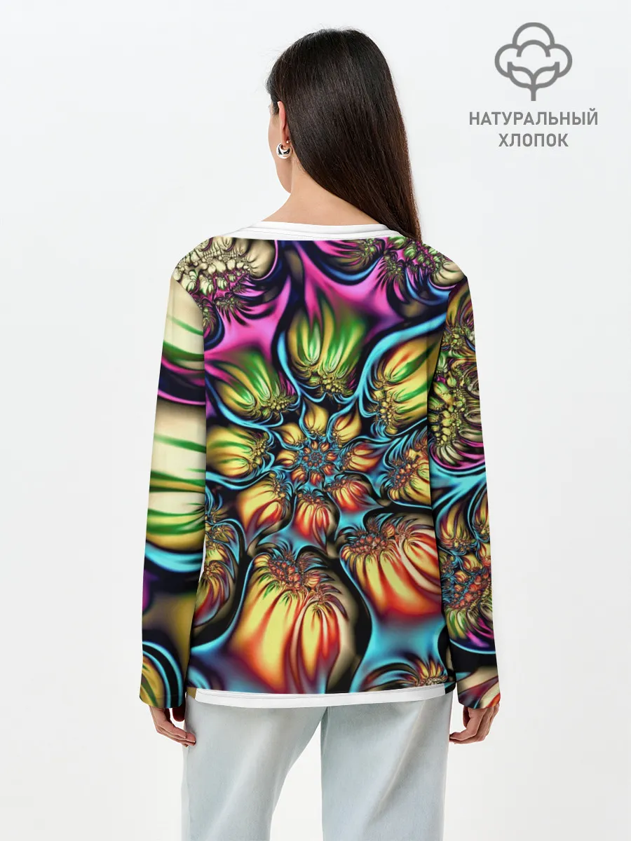 Лонгслив женский. Хлопок / Абстракция