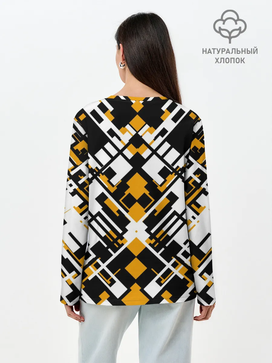 Лонгслив женский. Хлопок / КИБЕРПАНК,ФАНТАСТИКА,ГЕОМЕТРИЯ