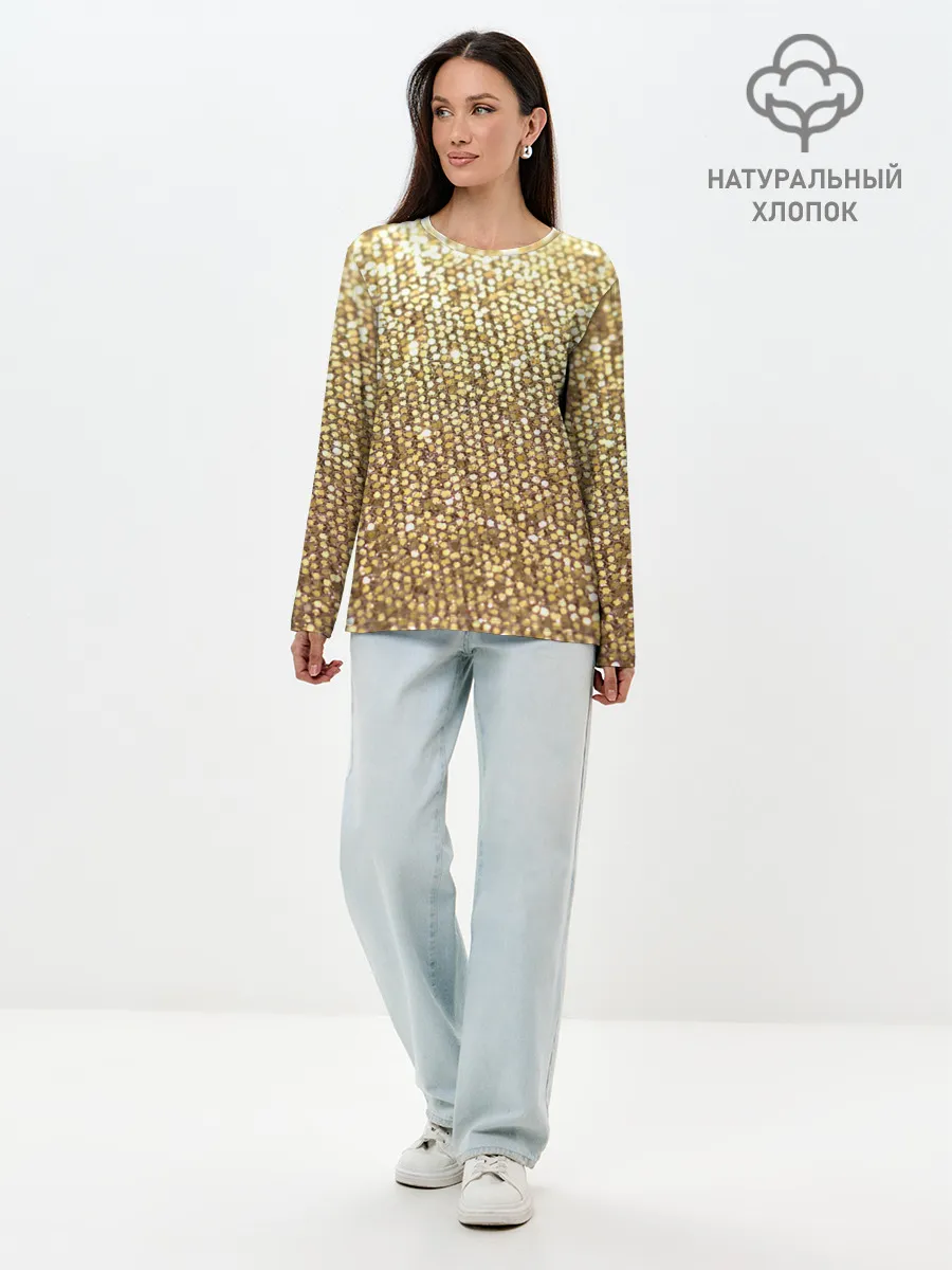 Лонгслив женский. Хлопок / Блёстки